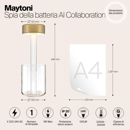 Настольная светодиодная лампа-ночник Maytoni AI Collaboration MOD229TL-L3G3K1, LED 3W 2200-4000K 120lm CRI80 - миниатюра 11