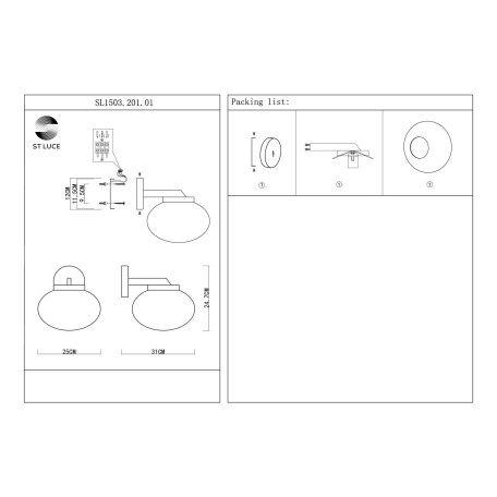 Схема с размерами ST Luce SL1503.201.01