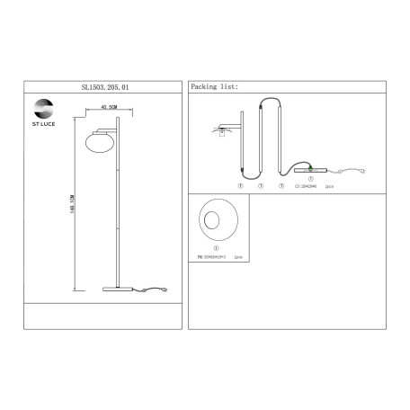 Схема с размерами ST Luce SL1503.205.01