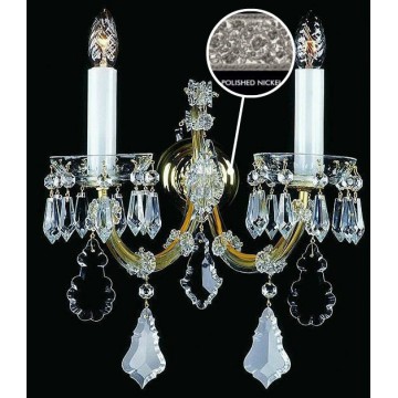 Бра Artglass MARIA TEREZIA 9 PENDLE NICKEL, 2xE14x40W, никель с прозрачным, никель с белым, прозрачный с никелем, прозрачный, стекло