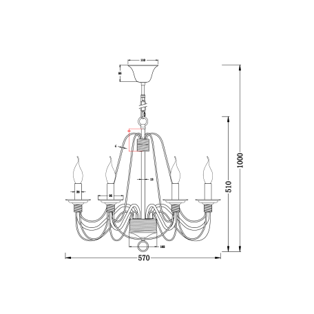 Схема с размерами Freya FR2046-PL-06-WG