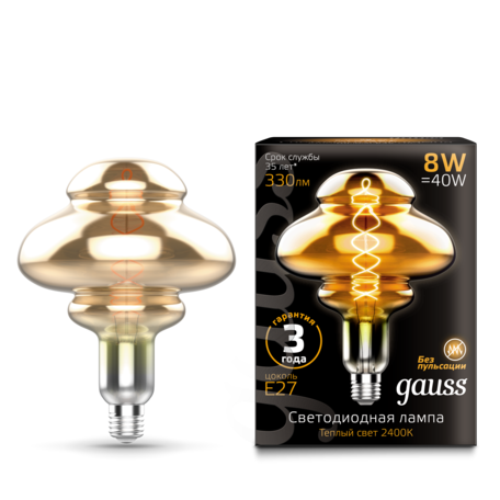 Светодиодная лампа Gauss Filament Oversize 162802008 E27 8W, 2400K (теплый) 185-265V, гарантия 3 года