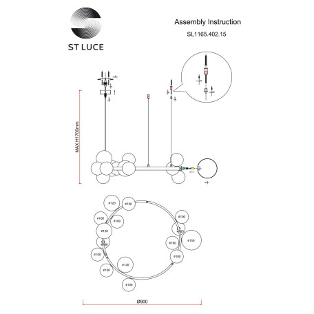 Схема с размерами ST Luce SL1165.402.15