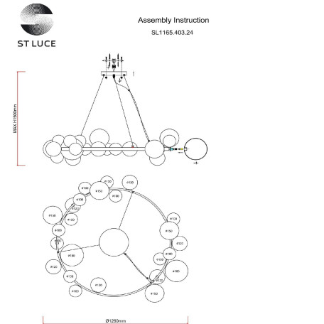 Схема с размерами ST Luce SL1165.403.24