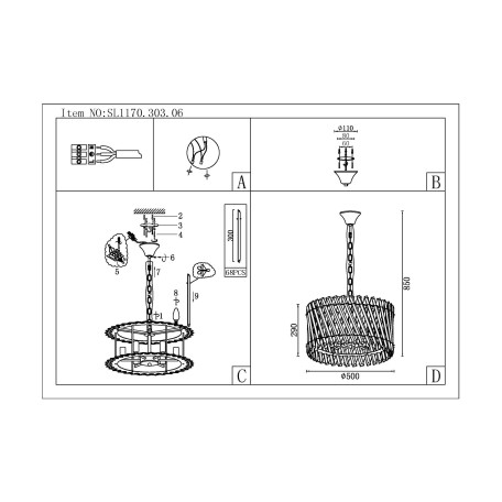 Схема с размерами ST Luce SL1170.303.06