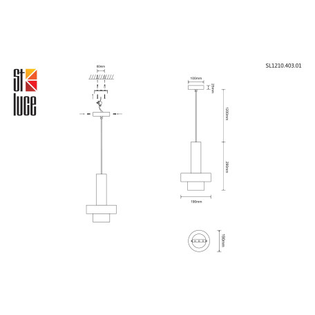 Схема с размерами ST Luce SL1210.403.01
