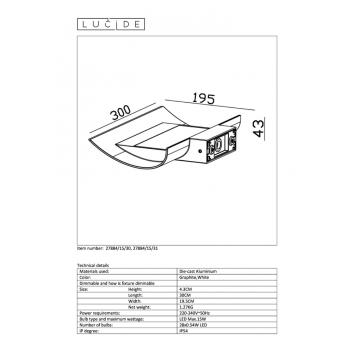 Схема с размерами Lucide 27884/15/30