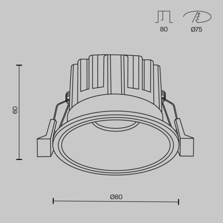 Схема с размерами Maytoni DL058-12W3K-B