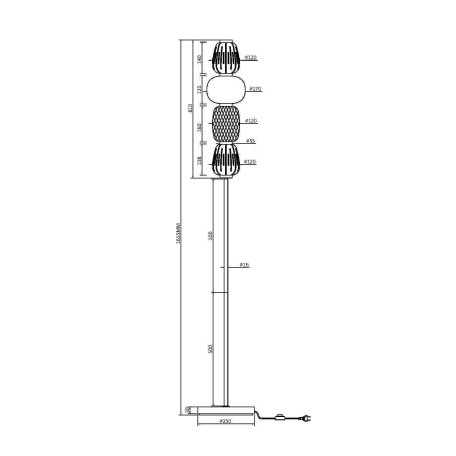 Схема с размерами Maytoni MOD267FL-L32G3K