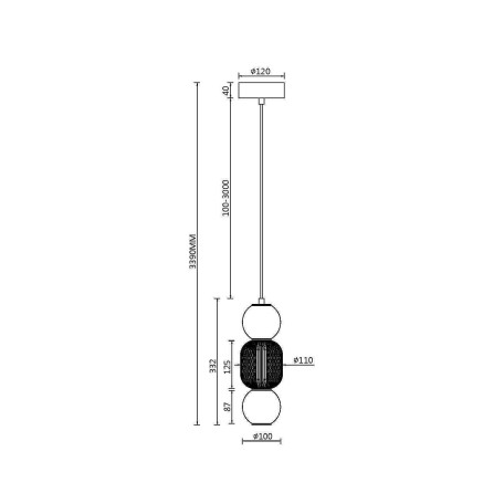 Схема с размерами Maytoni MOD273PL-L16G3K