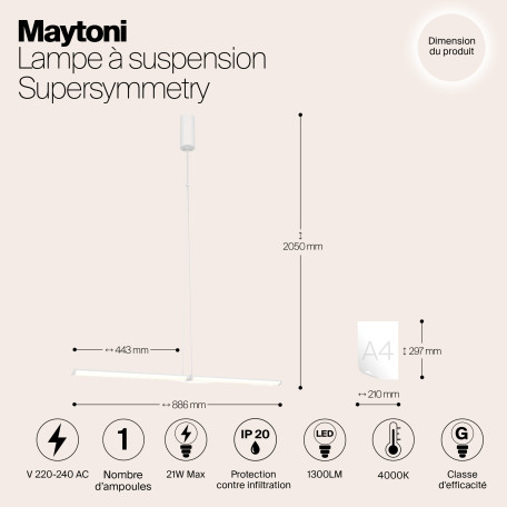 Подвесной светодиодный светильник Maytoni Supersymmetry P096PL-L11WK1, LED 21W 4000K 1300lm CRI80 - миниатюра 7