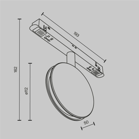 Схема с размерами Maytoni TR090-4-6W-DS-B