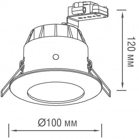 Схема с размерами Donolux N1519RAL9005