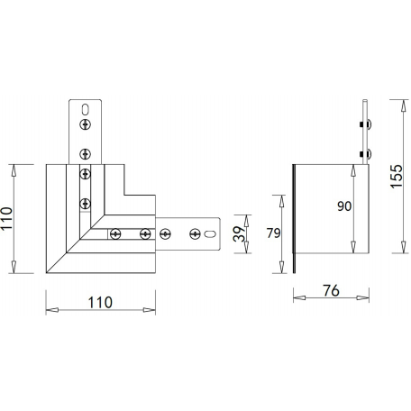 Схема с размерами Donolux L corner DLM01/Black