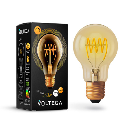 Филаментная светодиодная лампа Voltega Loft LED 7078 груша E27 4W, 2000K (теплый) CRI80 220V, диммируемая, гарантия 3 года