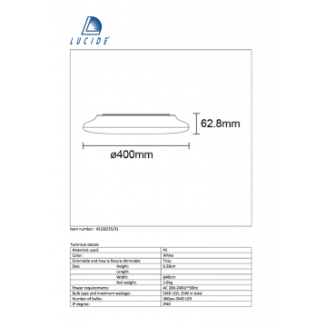 Схема с размерами Lucide 45100/25/31