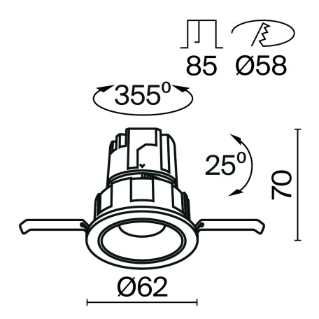 Схема с размерами Maytoni DL057-7W3K-W