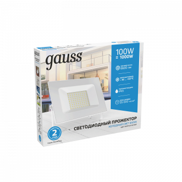 Светодиодный прожектор Gauss 613120300, IP65, LED 100W 6500K 7000lm, белый, металл, металл со стеклом - миниатюра 5