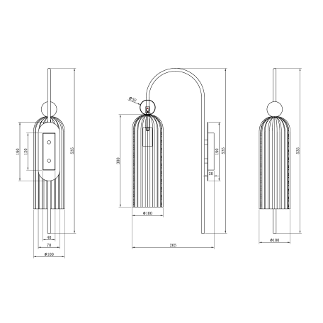 Схема с размерами Maytoni MOD302WL-01CG