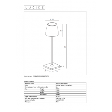 Схема с размерами Lucide 27888/02/30