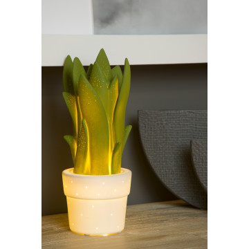 Настольная лампа-ночник Lucide Sansevieria 13522/01/33, 1xE14x25W, зеленый, керамика - миниатюра 3