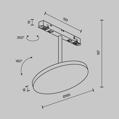 Схема с размерами Maytoni TR131-4-15W-DS-B