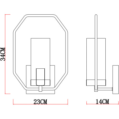 Схема с размерами Arte Lamp A7004AP-1BK