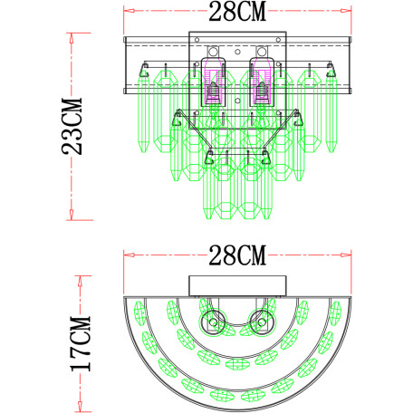 Схема с размерами Arte Lamp A1002AP-2CC