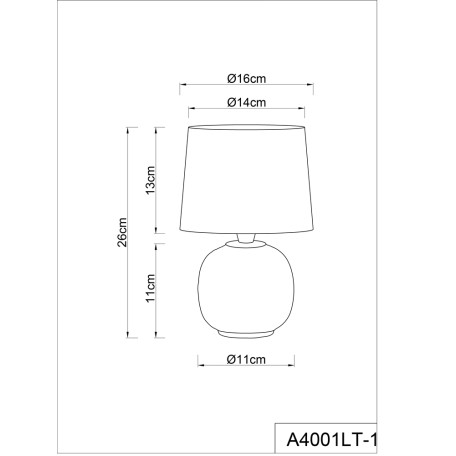 Схема с размерами Arte Lamp A4001LT-1CC