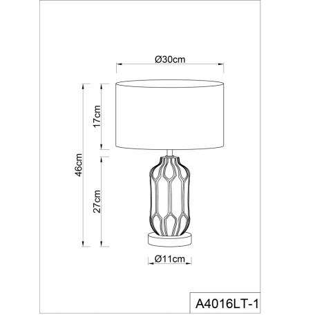 Схема с размерами Arte Lamp A4016LT-1WH