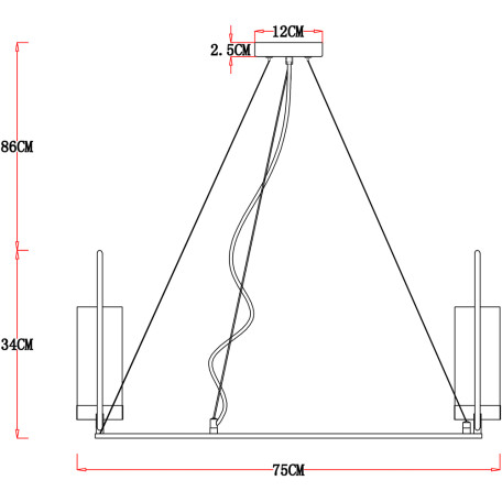 Схема с размерами Arte Lamp A7004SP-6BK