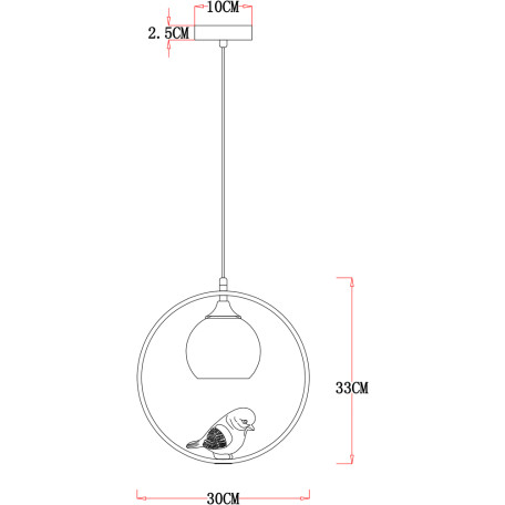 Схема с размерами Arte Lamp A2150SP-1WG