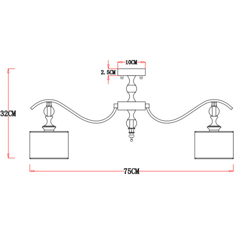 Схема с размерами Arte Lamp A4038PL-8CC