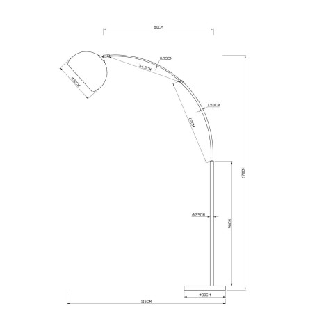 Схема с размерами Arte Lamp A5822PN-1PB