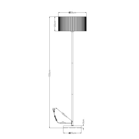 Схема с размерами Arte Lamp A1021PN-1SS