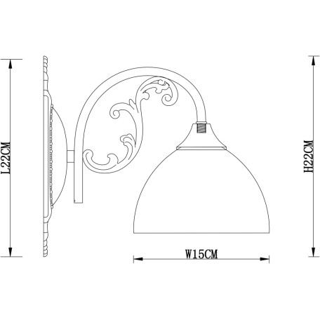 Схема с размерами Arte Lamp A3037AP-1AB