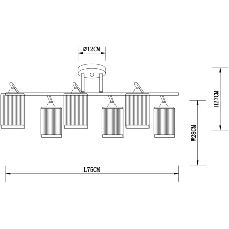 Схема с размерами Arte Lamp A4071PL-6BK