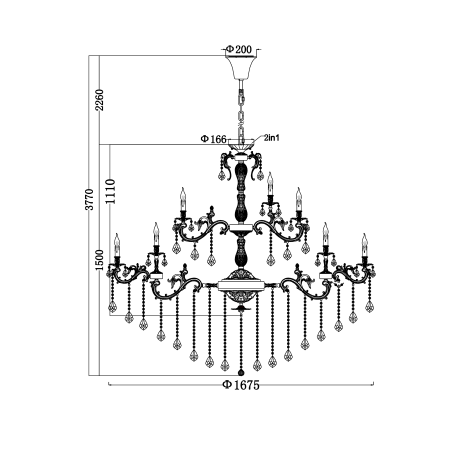 Схема с размерами Maytoni DIA882-PL-45-G