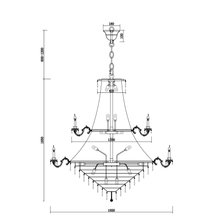 Схема с размерами Maytoni DIA890-PL-66-G