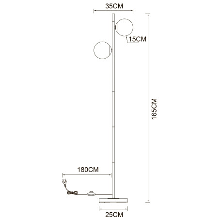 Схема с размерами Arte Lamp A2224PN-2BK