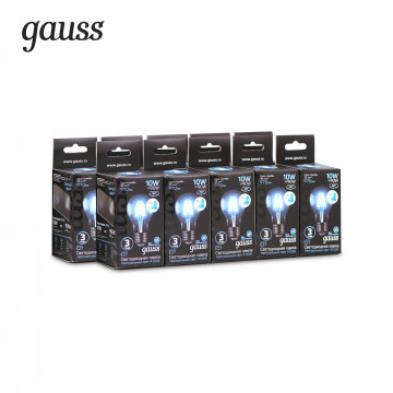 Филаментная светодиодная лампа Gauss 102802210-S груша E27 10W, 4100K (холодный) CRI>90 185-265V, диммируемая, гарантия 3 года - миниатюра 3