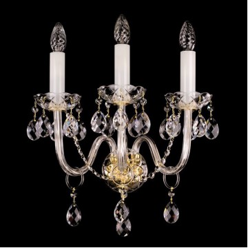 Бра Artglass RACHEL III., 3xE14x40W, золото с прозрачным, золото с белым, прозрачный с золотом, прозрачный, стекло