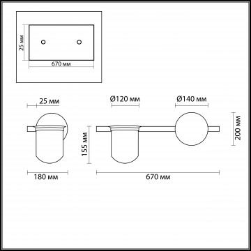 Схема с размерами Odeon Light 4682/1WA