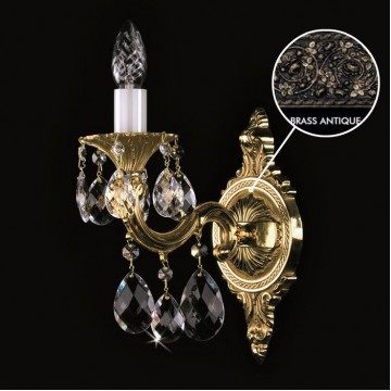 Бра Artglass SARKA I. BRASS ANTIQUE, 1xE14x40W, бронза с белым, прозрачный, металл, стекло