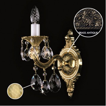 Бра Artglass SARKA I. BRASS ANTIQUE CE - 8003, 1xE14x40W, бронза с белым, янтарь, металл, хрусталь Artglass Crystal Exclusive