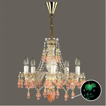 Подвесная люстра Artglass ROSANA V. VINO LIGHT GREEN, 5xE14x40W