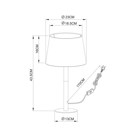 Схема с размерами Arte Lamp A2102LT-1WH