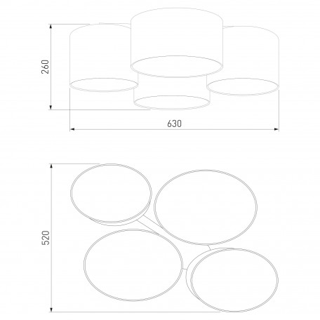 Схема с размерами TK Lighting 3163 Cordoba