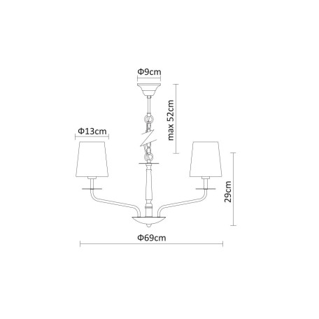 Схема с размерами Arte Lamp A1048LM-8CC