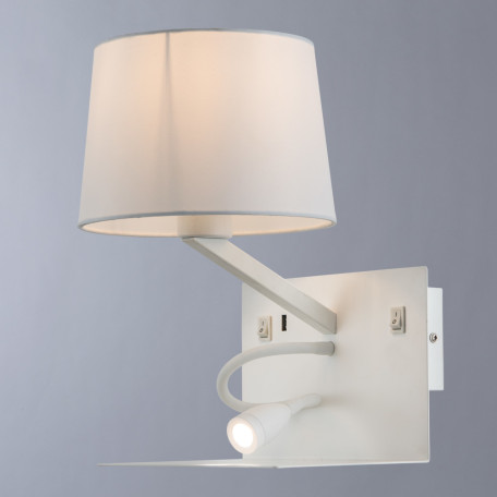 Бра с дополнительной подсветкой с полкой Arte Lamp Ibis A1056AP-2WH, 1xE27x40W + LED 3W 3000K 300lm CRI≥80 - миниатюра 2